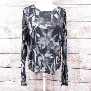 Reel Life Black and Grey Long Sleeve UV Top Stretch Lightweight Size L